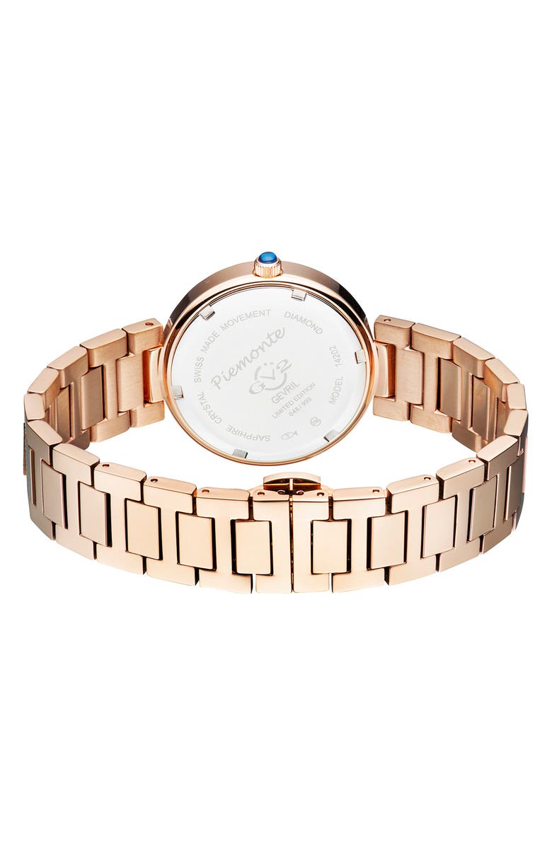 GV2 Women's Piemonte Rose Gold Diamond Bracelet Watch, 37mm - 0.03ctw, Alternate, color, 