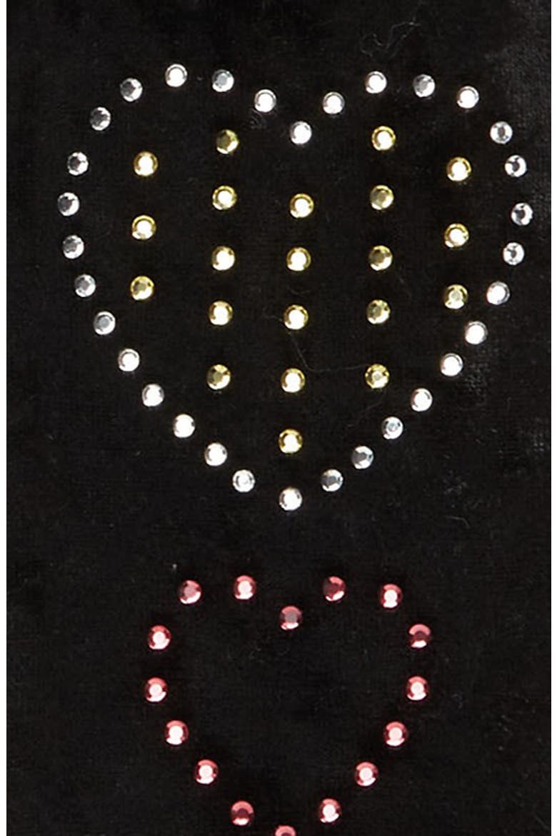 Heart Embellished Velvet Scarf, Alternate, color, BLACK