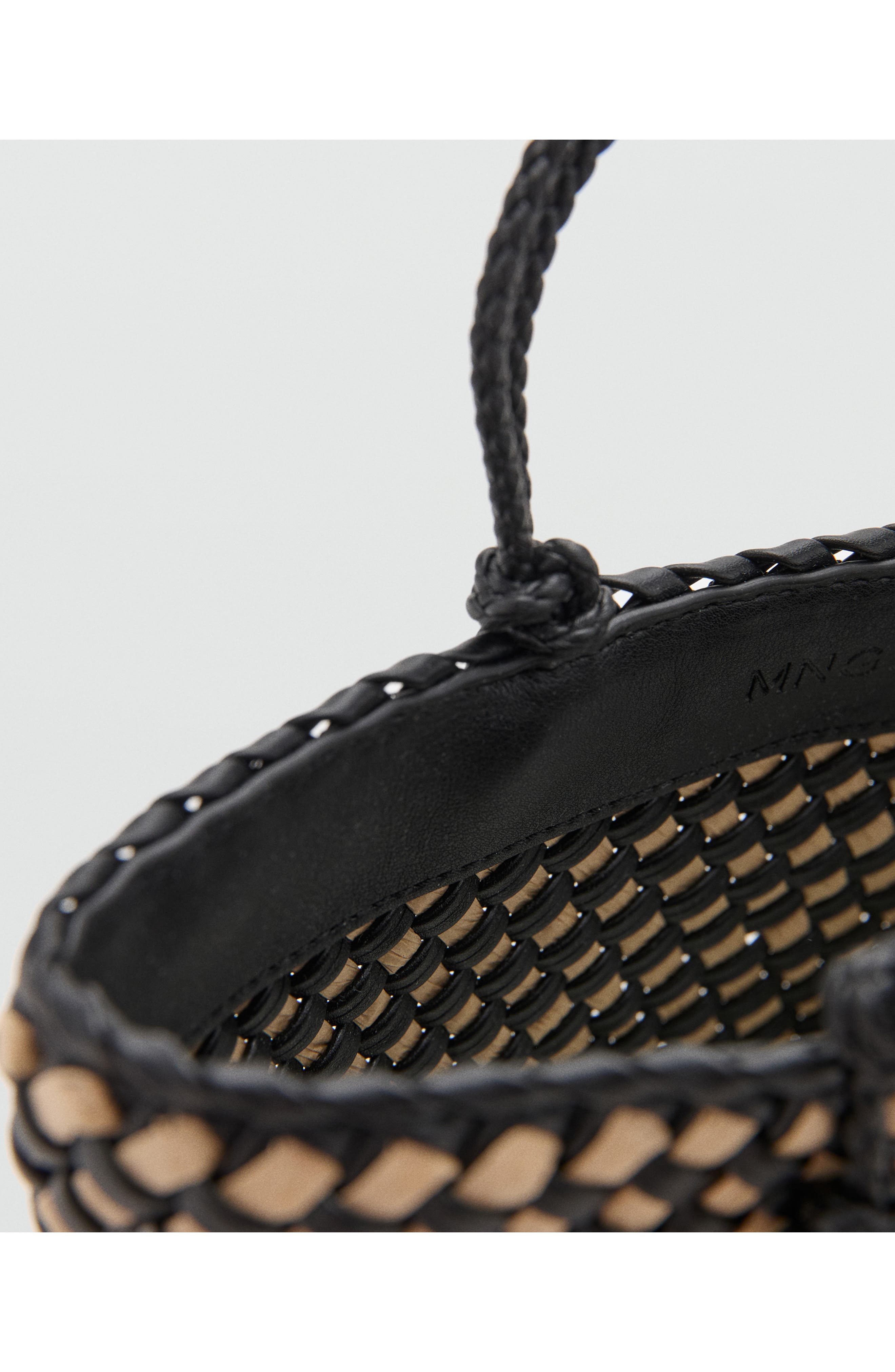 MANGO Natural Fiber Tote, Alternate, color, Black
