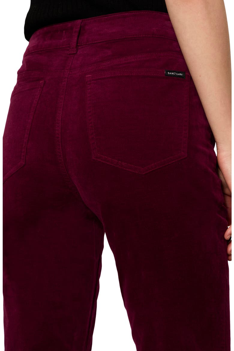 Play Date High Waist Velveteen Bootcut Pants, Alternate, color, BORDEAUX BURGUNDY