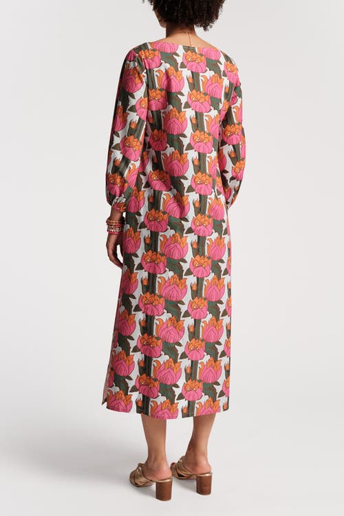Frances Valentine Minnow Maxi Dress Sun Flower Cotton Poplin In Pink/multi 1