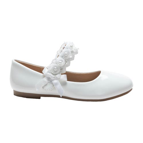 Tulleen Rose-appliqué Patent-leather Ballerina Shoes In White