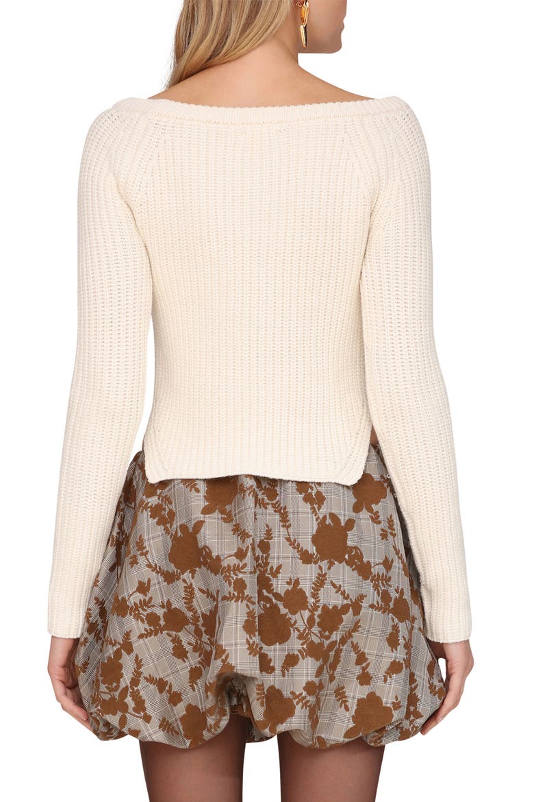 Rosette Boat Neck Sweater, Alternate, color, IVORY