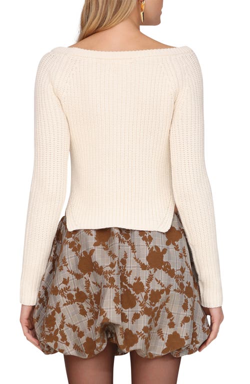 Avec Les Filles Rosette Boat Neck Sweater In White
