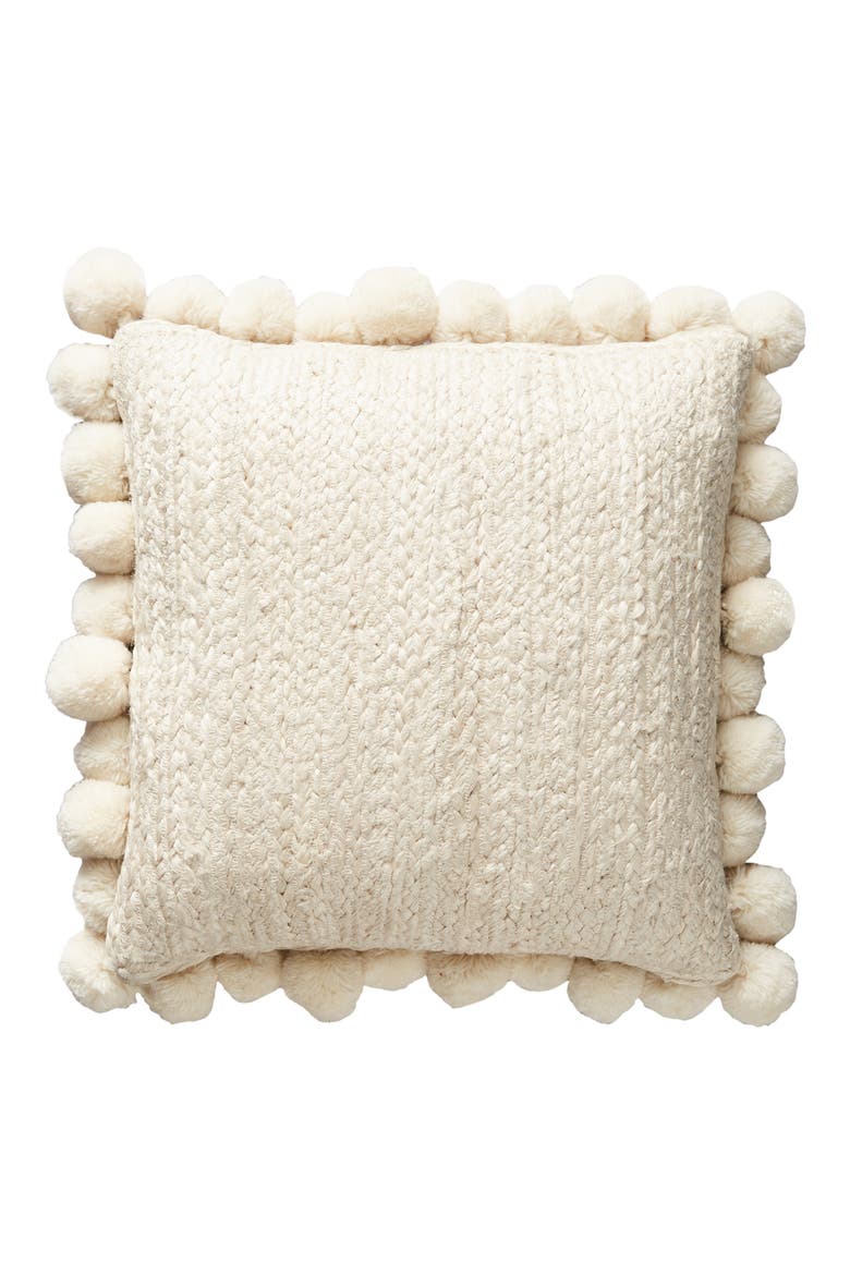Anthropologie Pompom Jute Accent Pillow, Alternate, color, IVORY