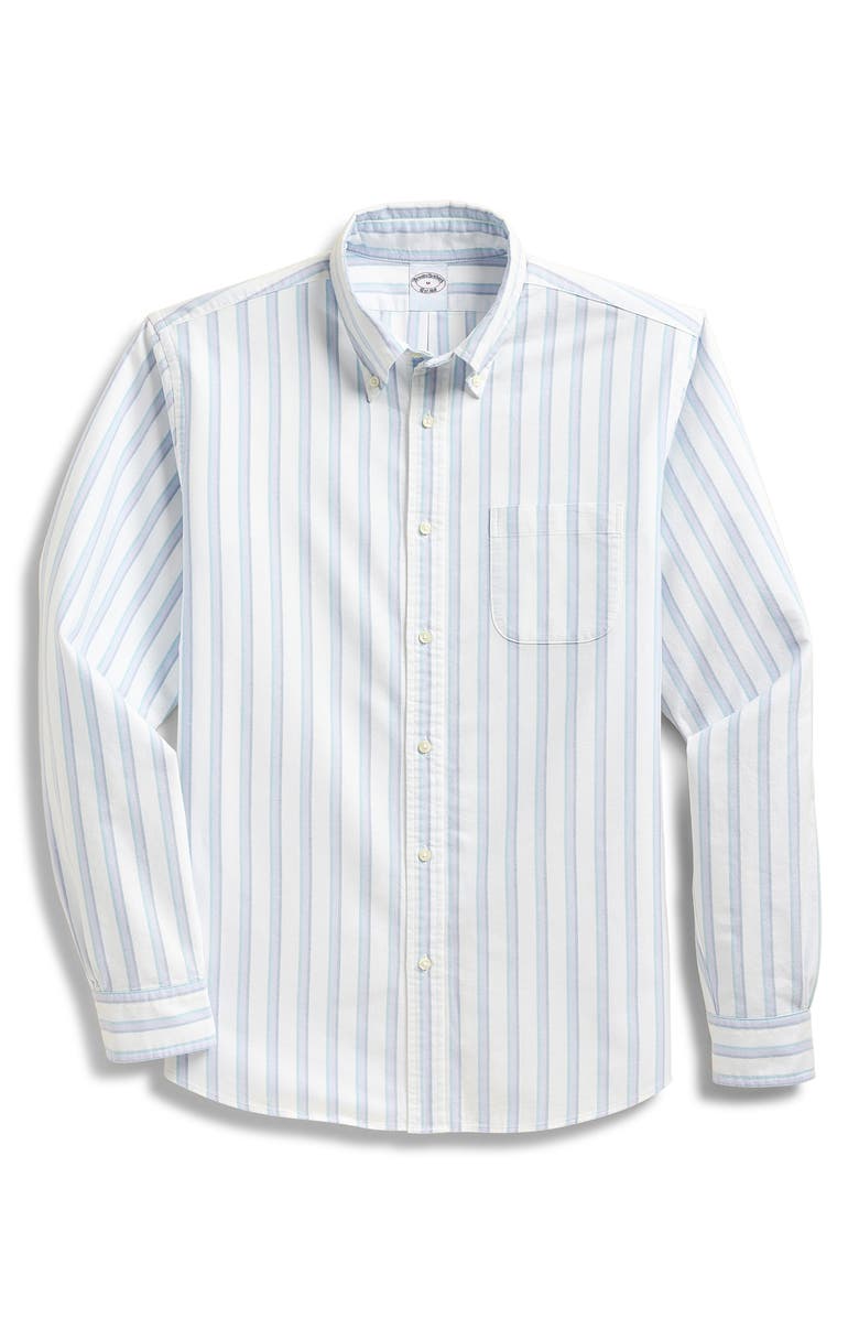 Brooks Brothers Stripe Oxford Cotton Button-Down Shirt, Main, color, Delphinium