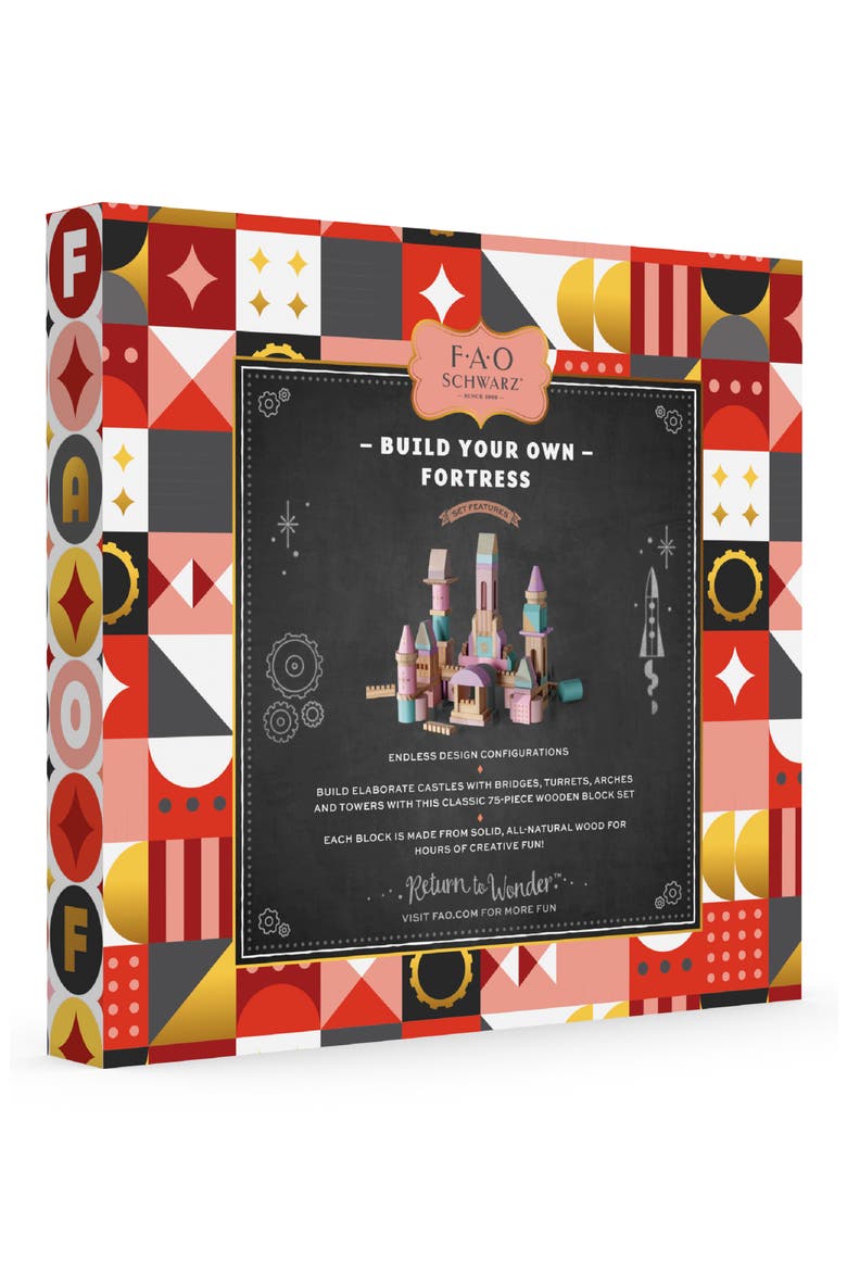 75-Piece Wood Castle Block Toy, Alternate, color, LIGHT/ PASTEL PINK