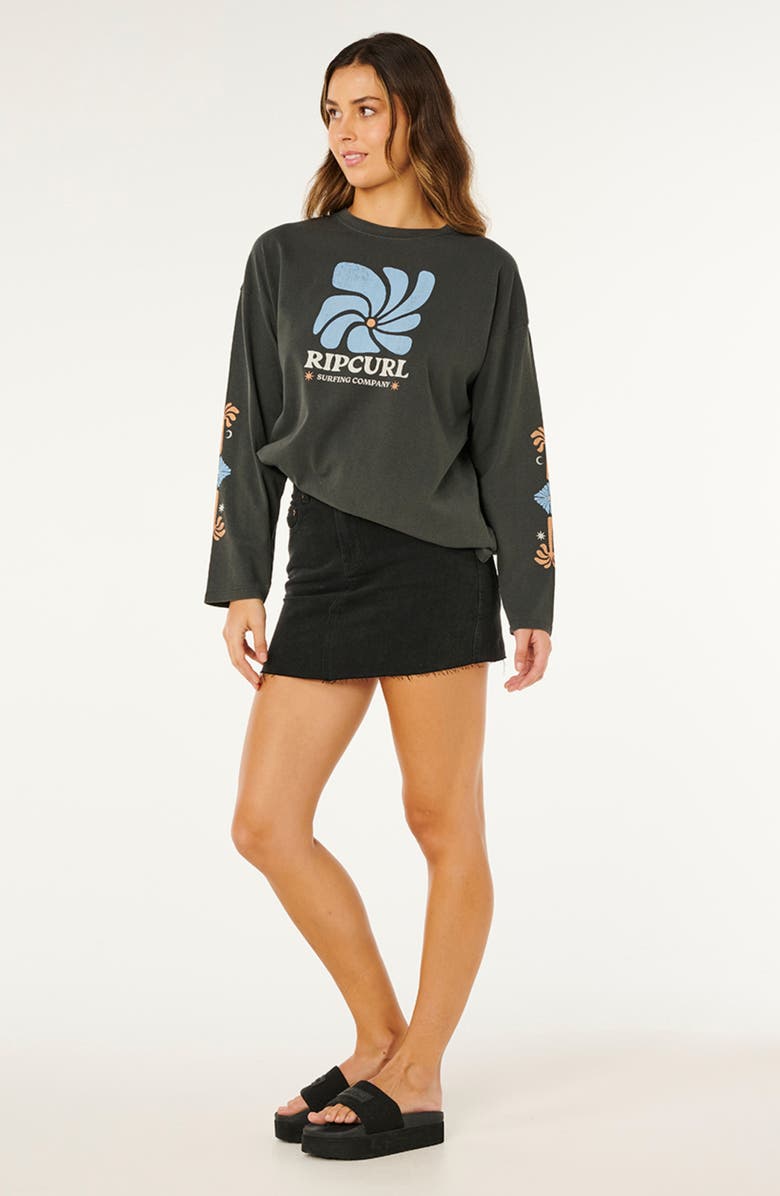 Rip Curl Pacific Coast Heritage Relaxed Graphic Long Sleeve T-Shirt, Alternate, color, Washed Black