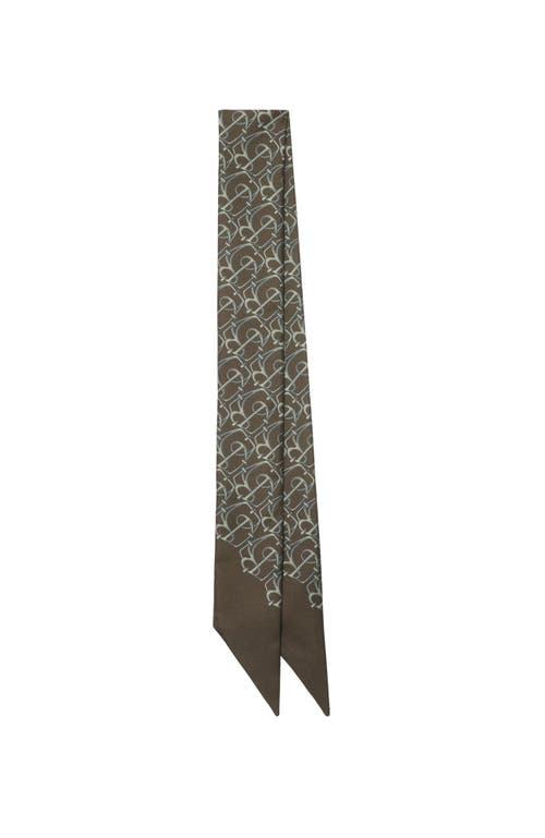 Shop Burberry Skinny B Charm Silk Scarf In Juniper