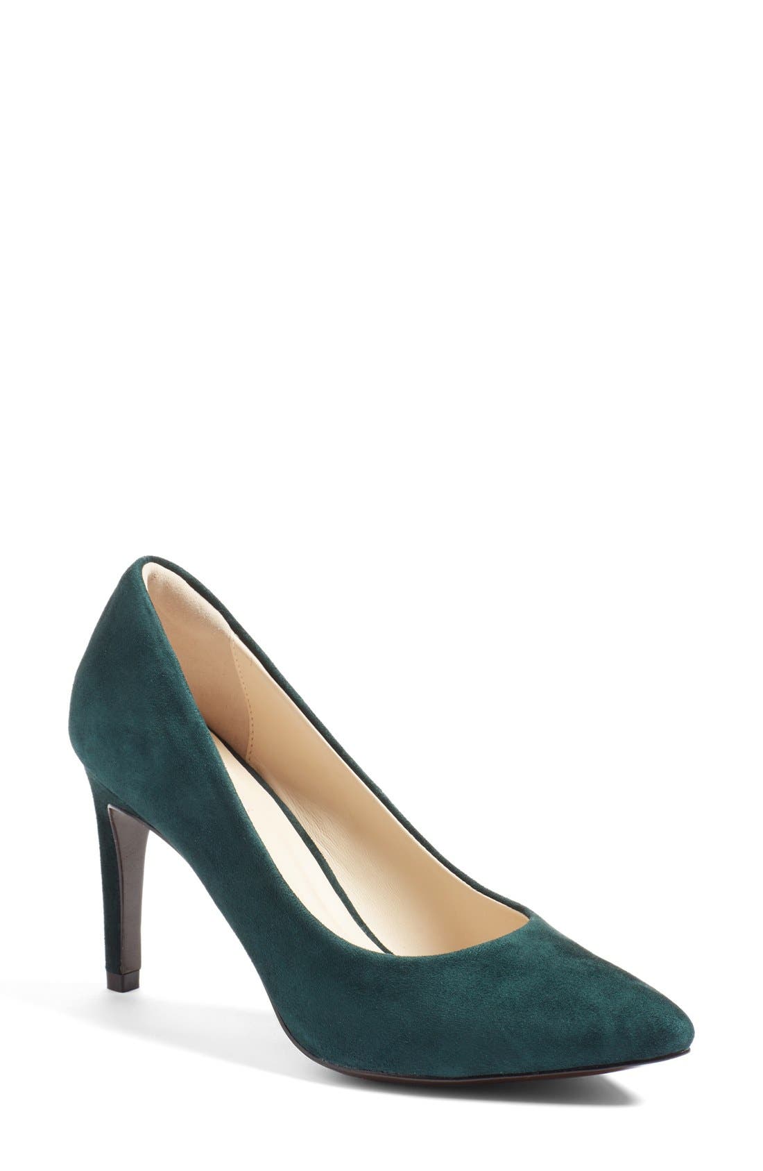 'Eliza - Grand.OS' Pointy Toe Pump, Main, color, SCARAB GREEN SUEDE