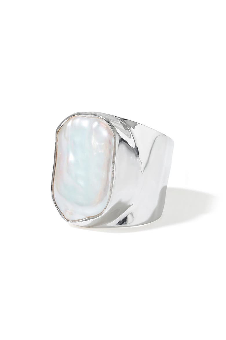 Cultured Pearl Silvertone Statement Ring, Alternate, color, WHITE