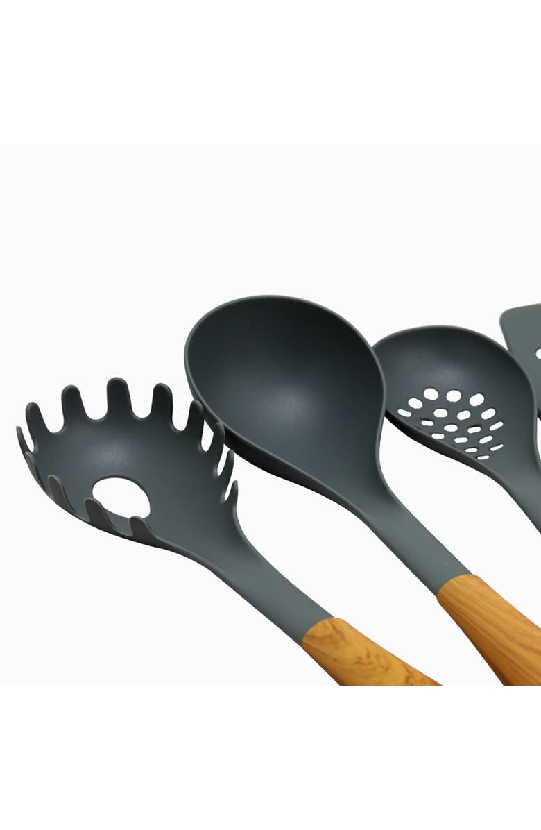 OSTER Everwood Kitchen Nylon Tools Set with Wood Inspi Handles, Set of 5, Alternate, color, Brown