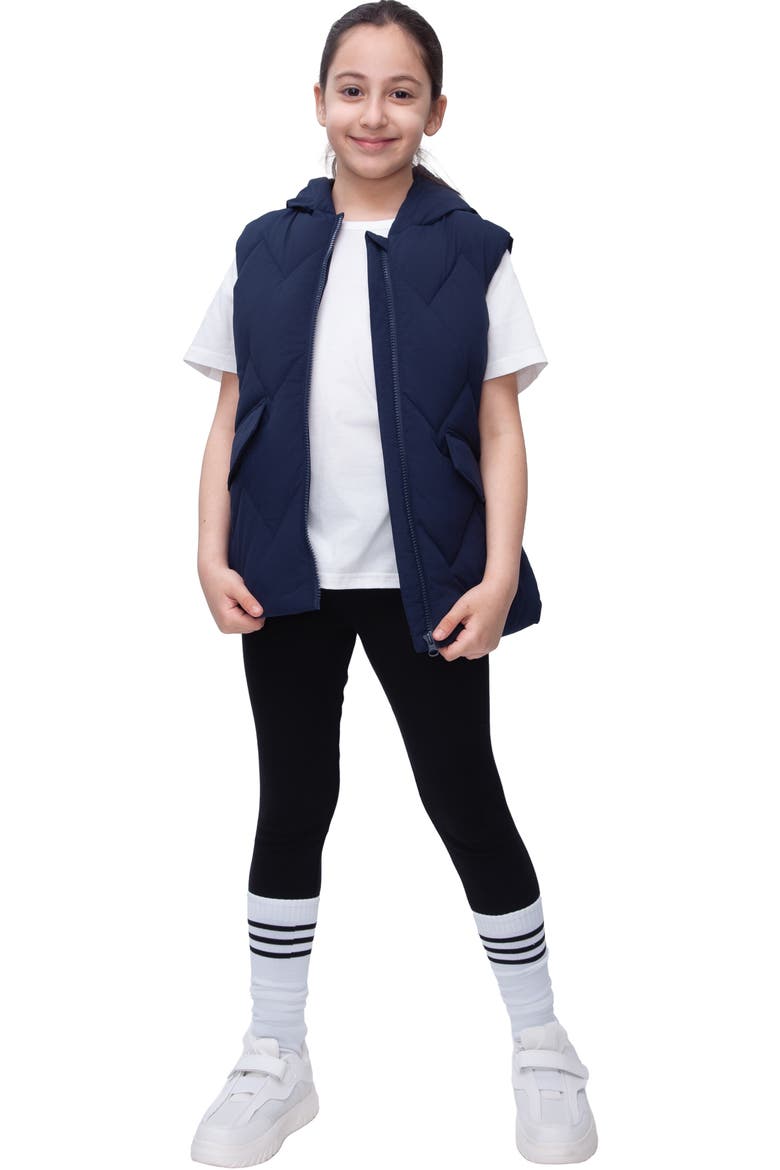 Kids' Hooded Puffer Vest, Alternate, color, Navy
