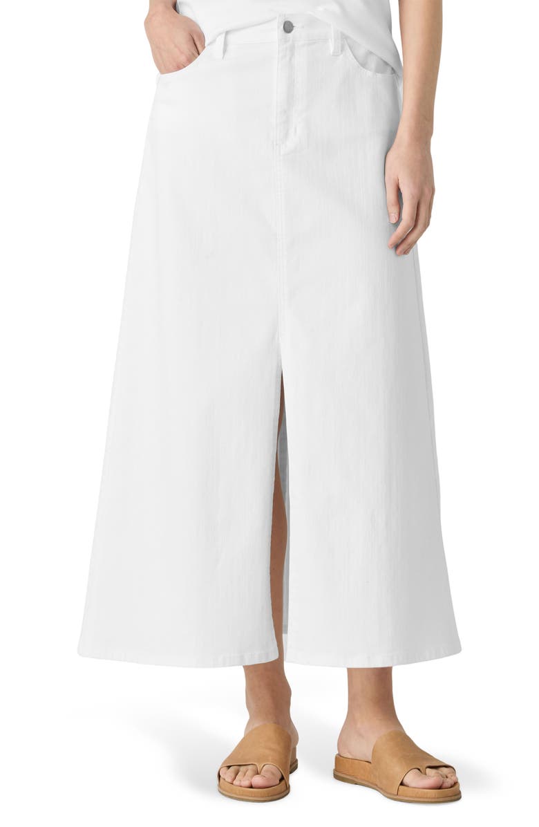 Eileen Fisher A-Line Denim Maxi Skirt, Main, color, White