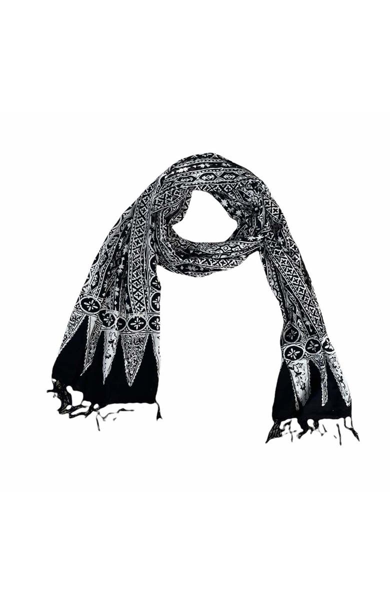 Kasih Co-op Hand Dyed Batik Scarf, Main, color, Geometric