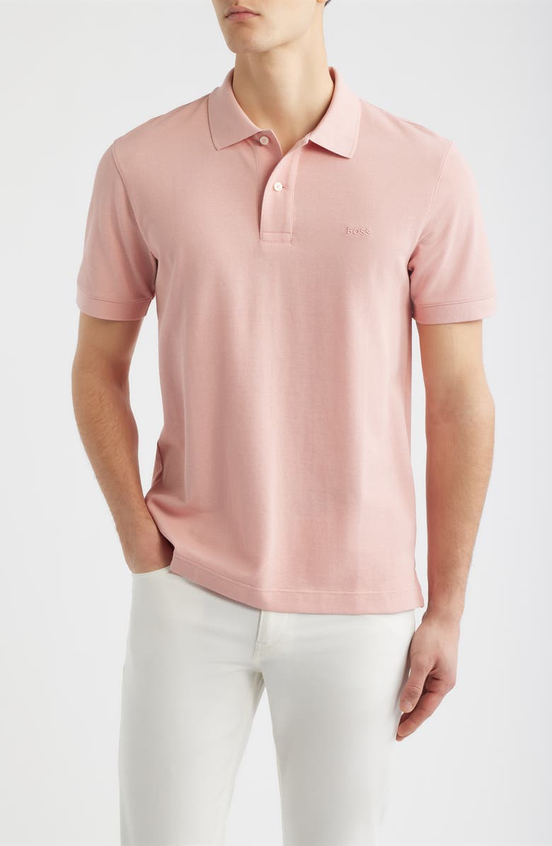 BOSS Pallas Cottton Polo, Main, color, Light/ Pastel Pink
