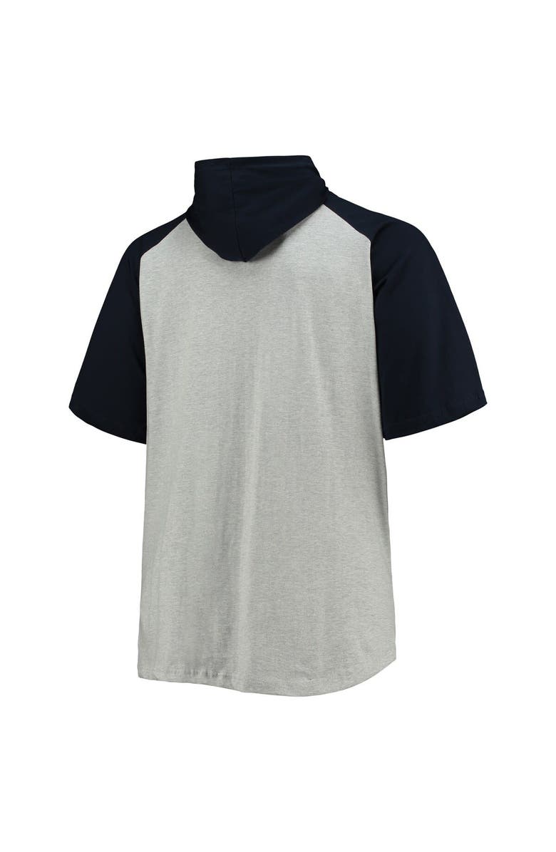 PROFILE Men's Heathered Gray/Navy Tennessee Titans Big & Tall Raglan Short Sleeve Pullover Hoodie, Alternate, color,