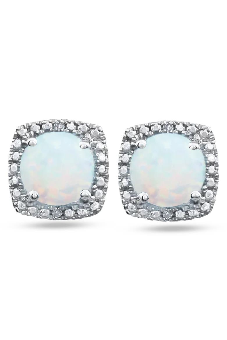 Lab Grown Ruby & Natural Diamond Stud Earrings Sterling Silver, Alternate, color, 0.65ct, white opal