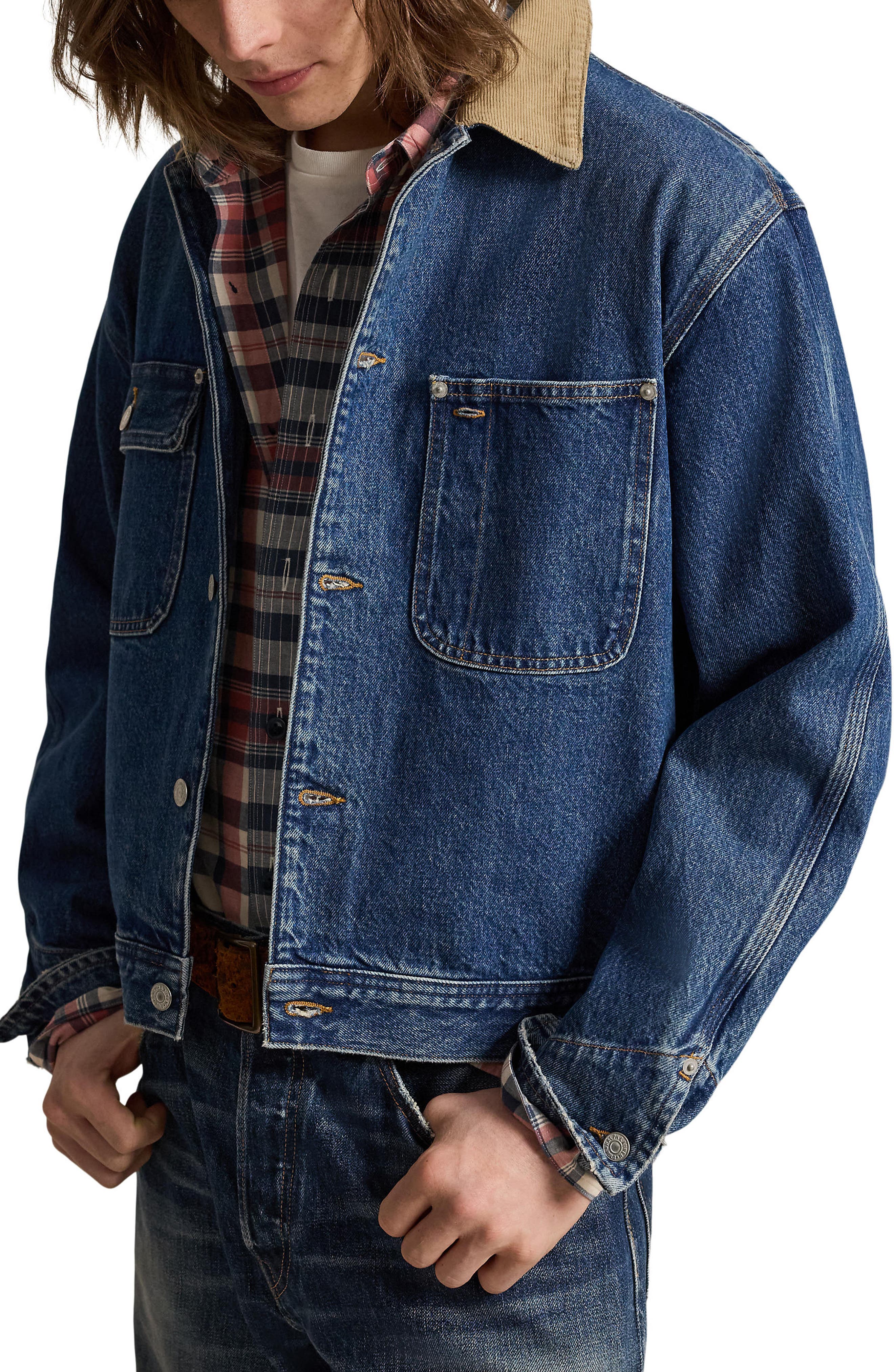 Corduroy Collar Denim Trucker Jacket (Men) | Nordstrom