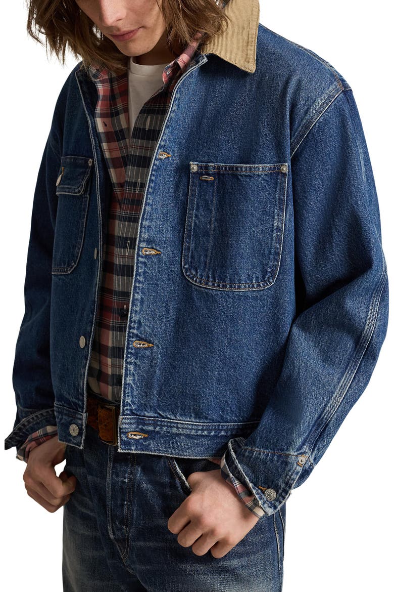 ジャケット・アウター 80s Ralph Lauren corduroy trucker jacket Corduroy Collar Denim Trucker Jacket (Men) | Nordstrom