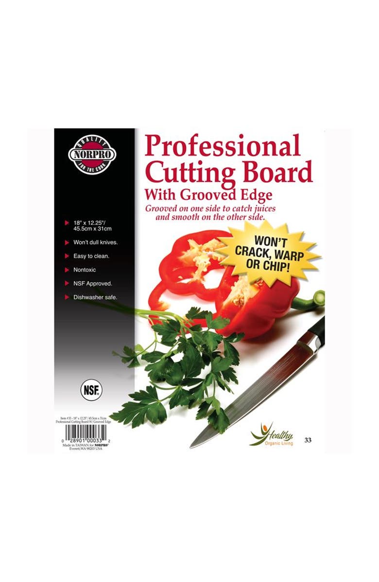 Norpro Professional 12-Inch x 18-Inch Cutting Board with Juice Groove, White, Alternate, color, White