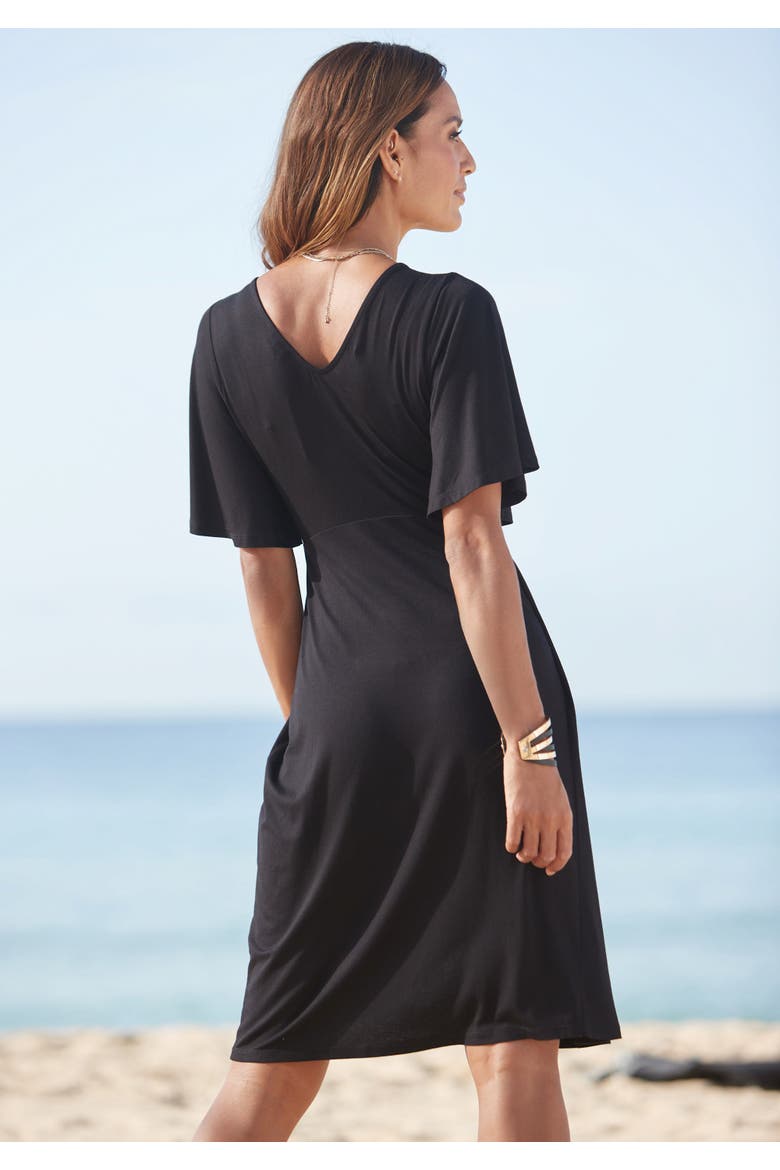 Belted Asymmetrical Dress, Alternate, color, Black