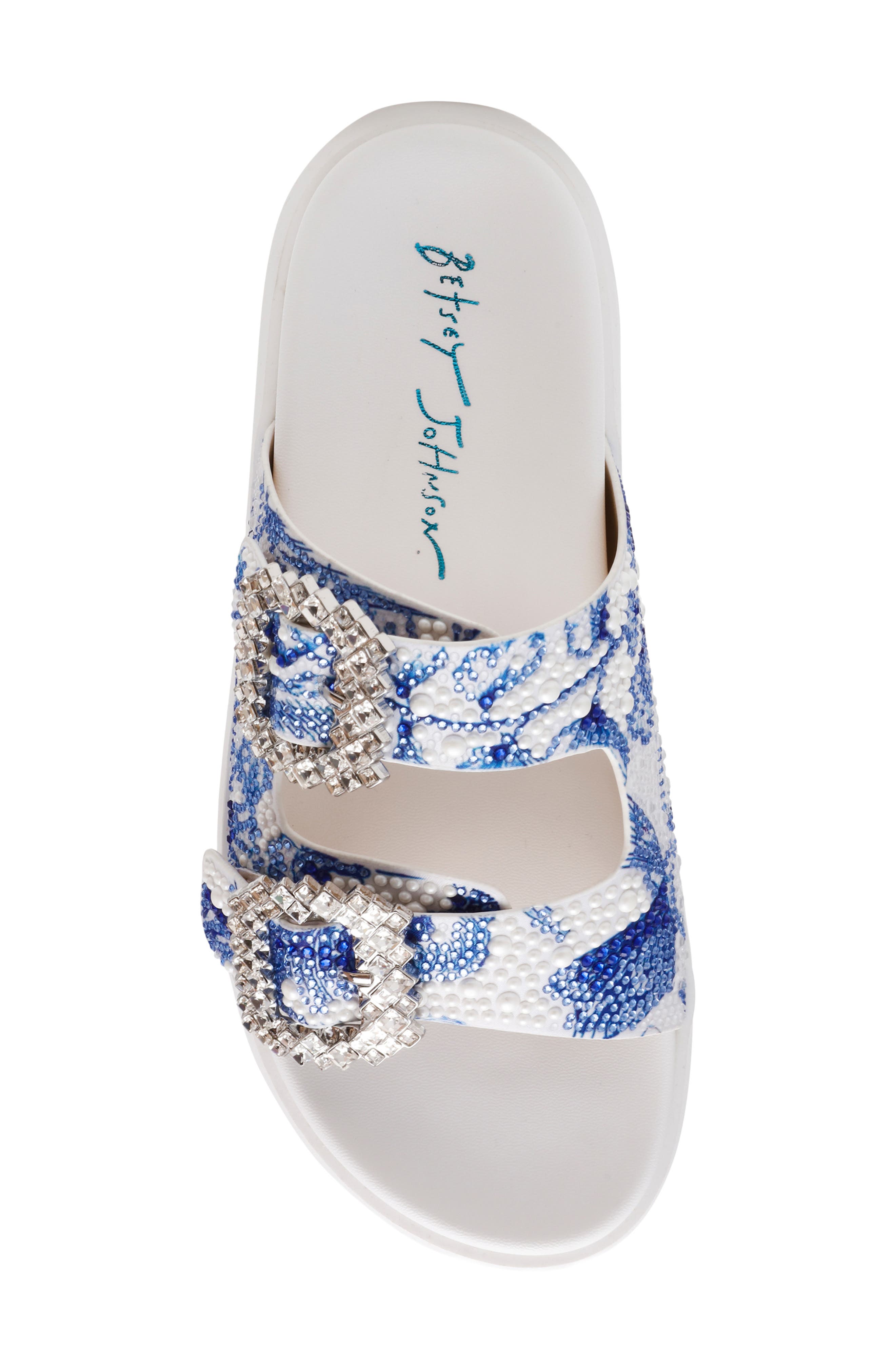 Betsey Johnson Matie Slide Sandal, Alternate, color, White/ Blue Floral