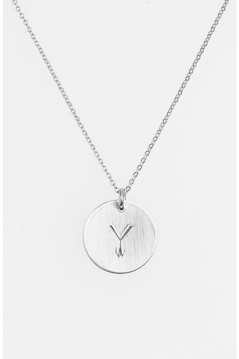 Sterling Silver Initial Disc Necklace, Alternate, color, STERLING SILVER Y