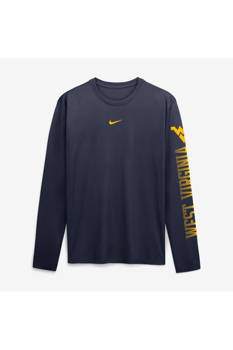 Men's Nike  Navy West Virginia Mountaineers Primetime Logo Sleeve Legend Dri-FIT Long Sleeve T-Shirt, Main, color, Navy