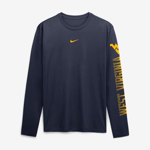 Men's Nike  Navy West Virginia Mountaineers Primetime Logo Sleeve Legend Dri-FIT Long Sleeve T-Shirt