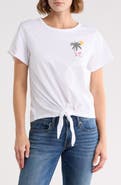 Lucky Brand Tie Front Embroidered Tee