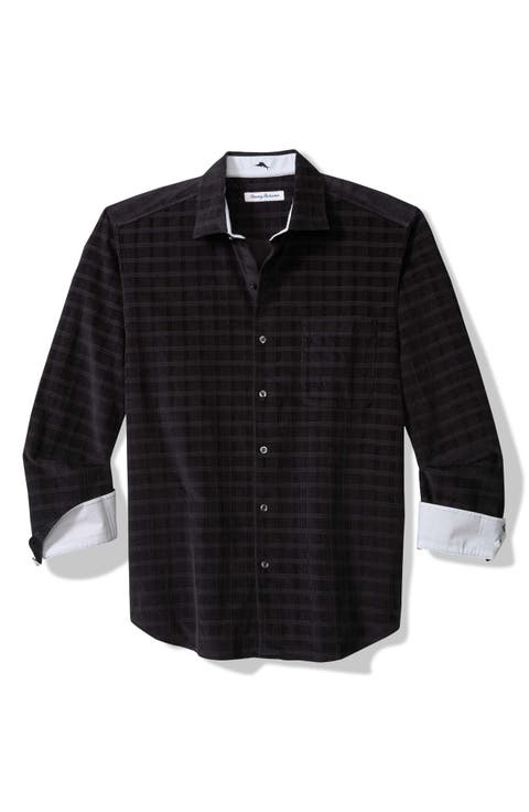 Check Island Cotton Corduroy Button-Up Shirt