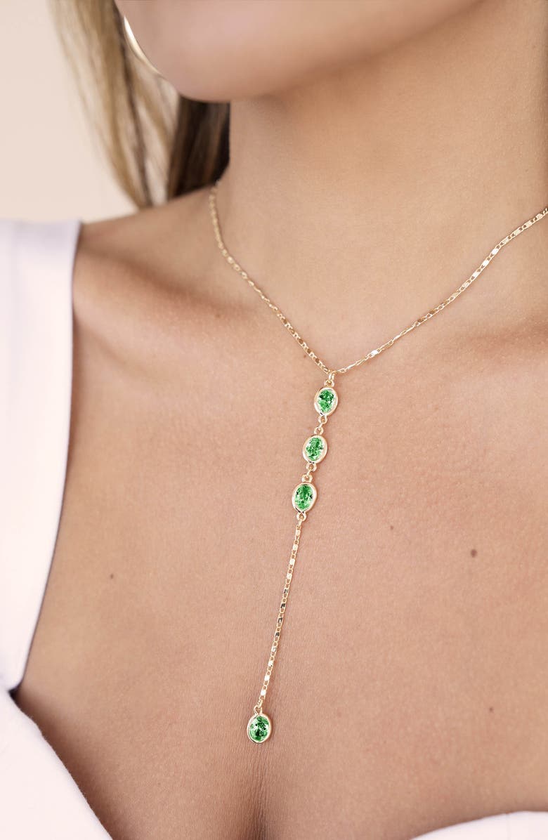 Ettika Sparkle Dip Y-Necklace, Alternate, color, Green