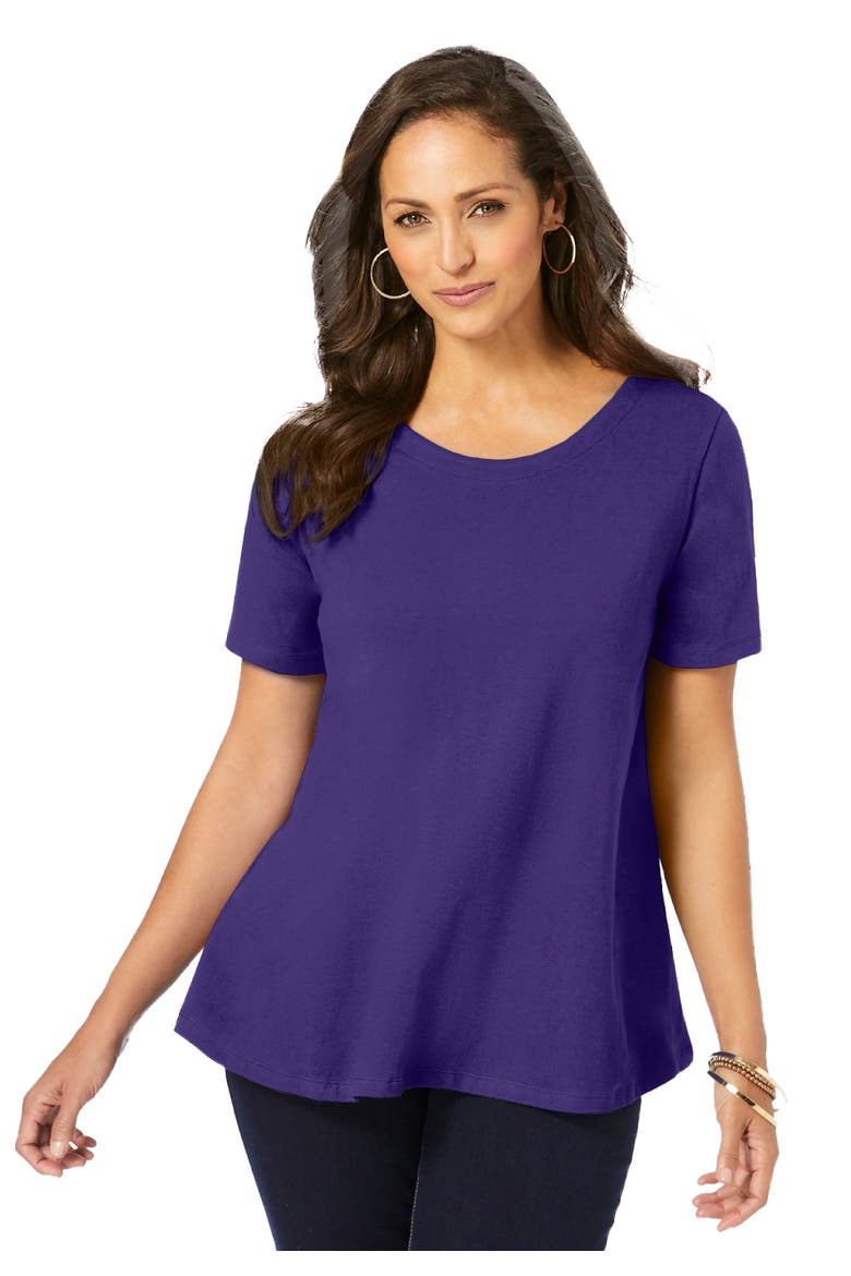 Stretch Cotton Trapeze Tee, Main, color, MIDNIGHT VIOLET