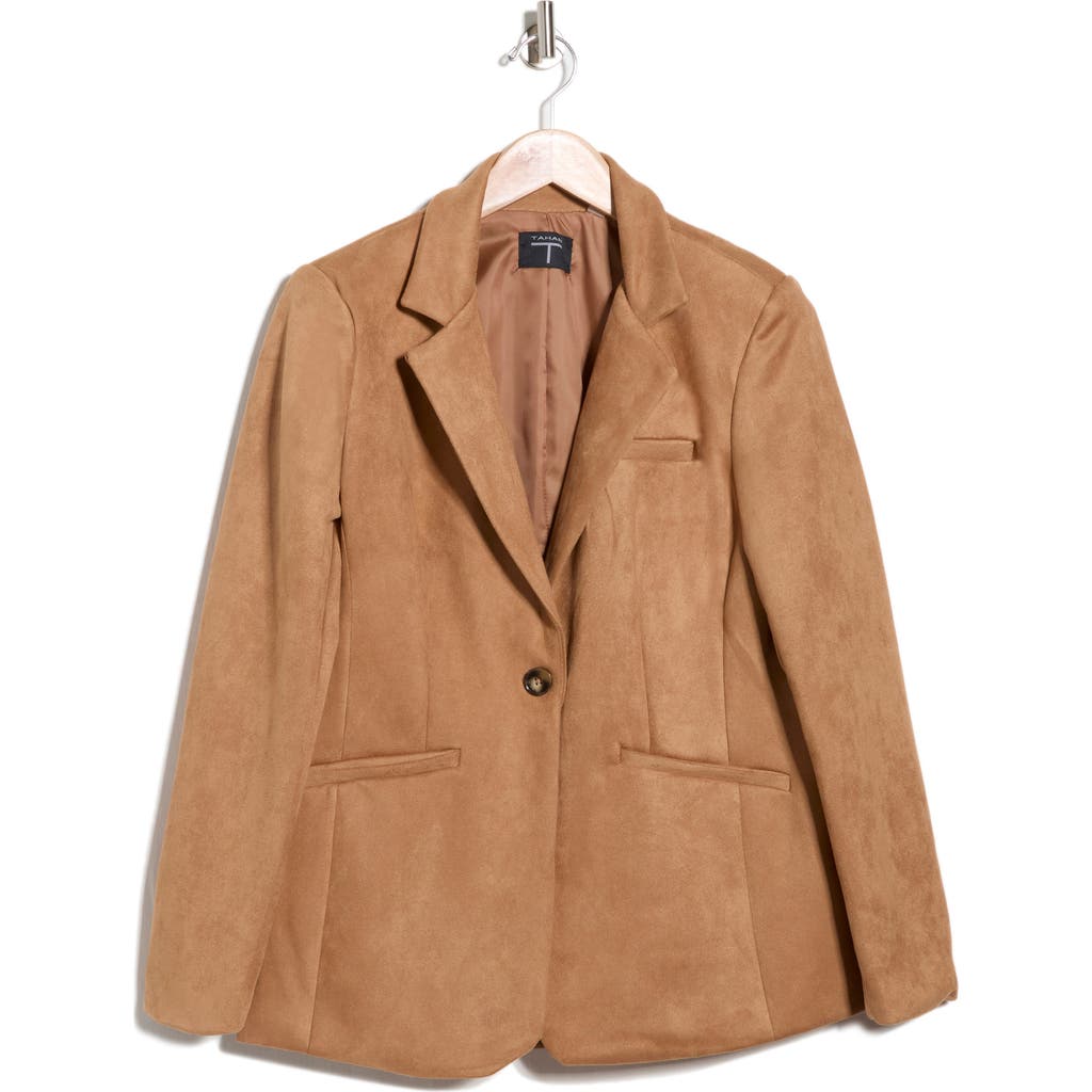 T Tahari Faux Suede Blazer In Brown