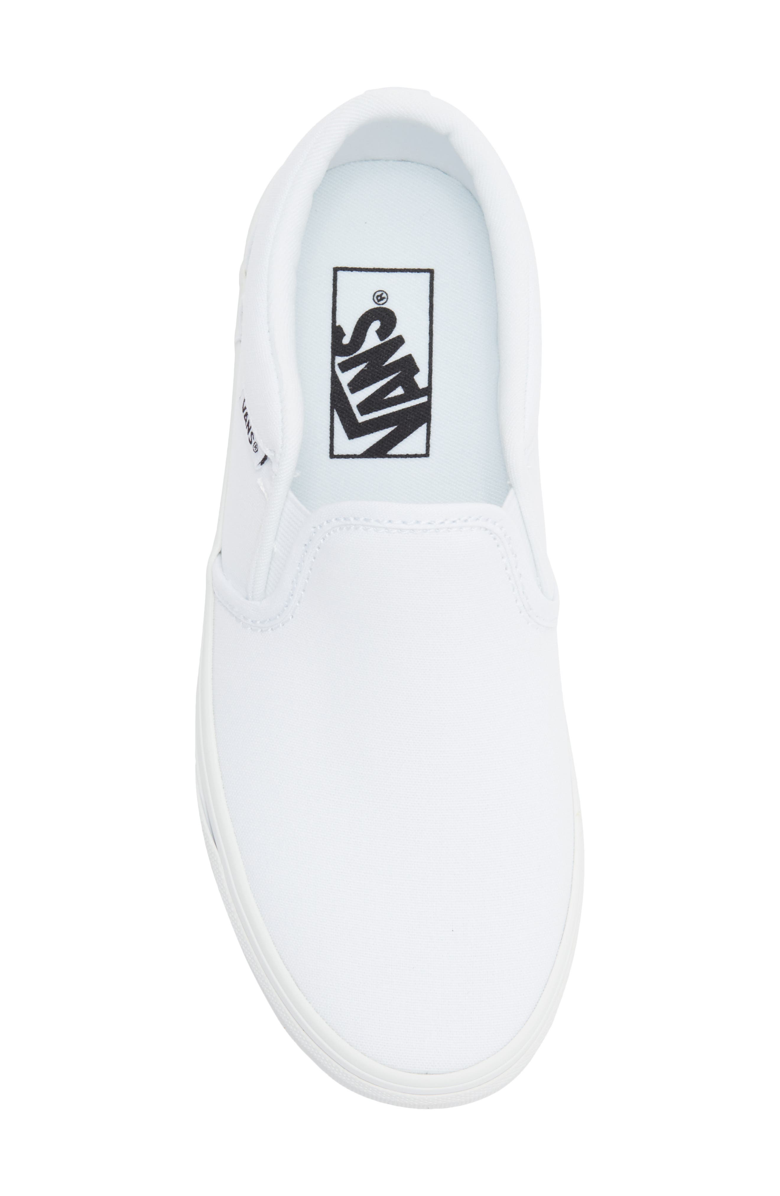 Vans Kids' Asher Slip-On Sneaker, Alternate, color, Canvas White/White