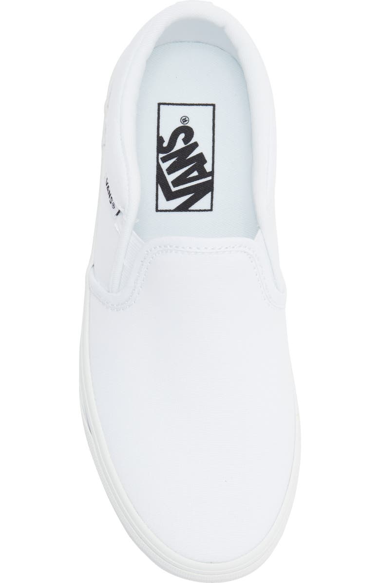 Vans Kids' Asher Slip-On Sneaker, Alternate, color, Canvas White/White