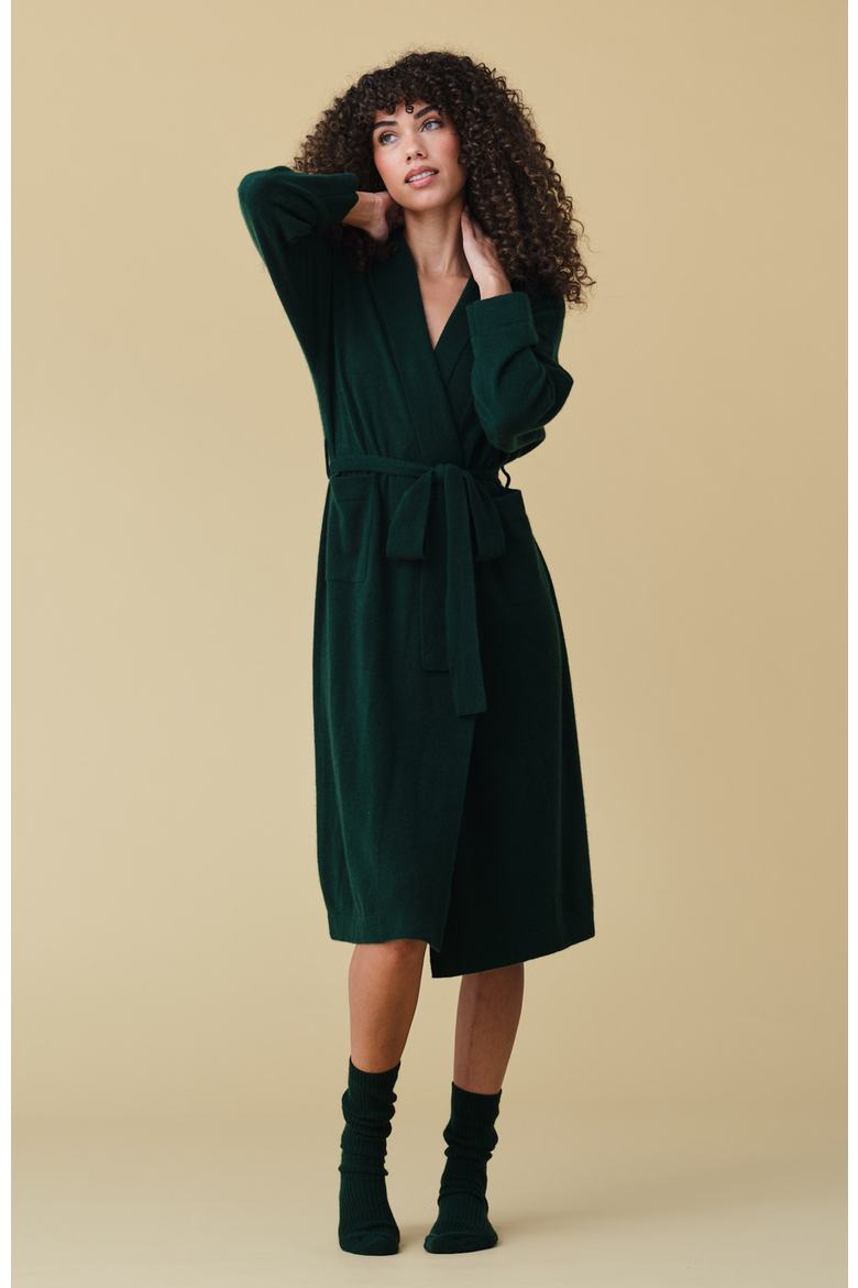 Pure Cashmere Long Robe, Main, color, Pine Green