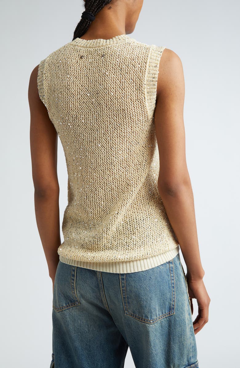 Golden Goose Journey Sequin Sleeveless Sweater, Alternate, color, Heritage White