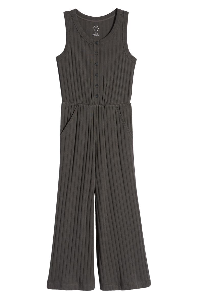 Kids' Rib Romper, Main, color, BLACK RAVEN