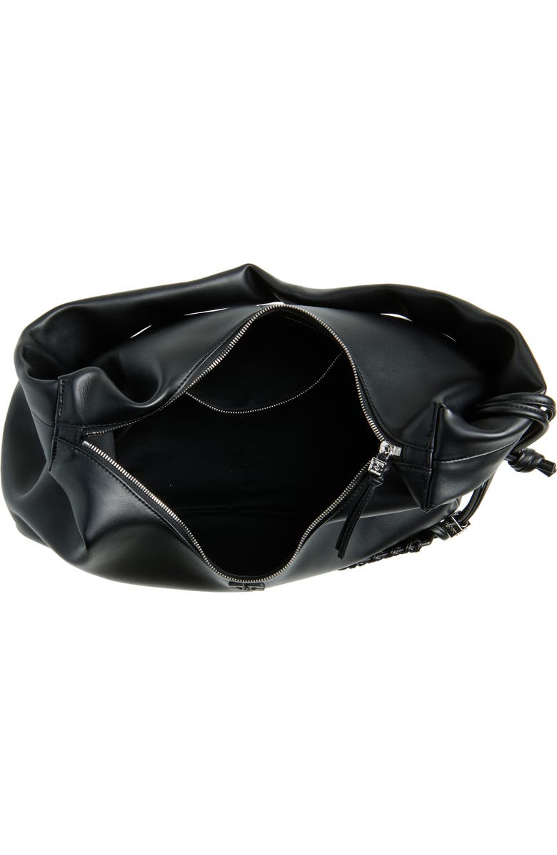 Ganni Medium Bou Leather Hobo Bag, Alternate, color, Black