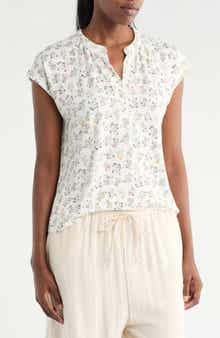 Bobeau Split Neck Top