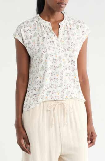 Bobeau Split Neck Top