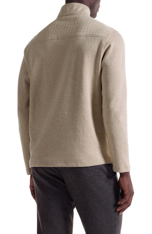 Bugatchi Waffle Quarter Zip Cotton Blend Pullover In Neutral