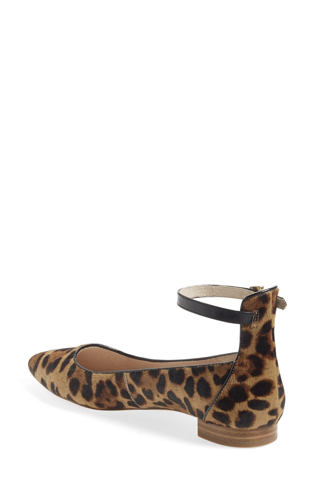 'Barry' Ankle Strap Flat (Nordstrom Exclusive), Alternate, color, BRUSHED LEOPARD CALFHAIR