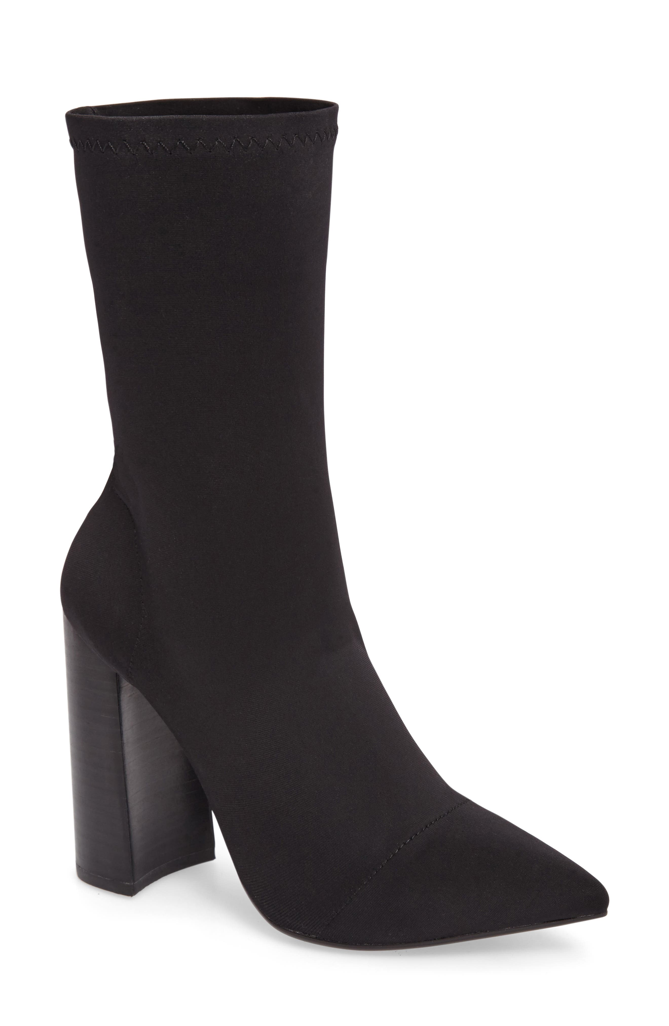 Diddy Velvet Bootie, Main, color, BLACK LYCRA