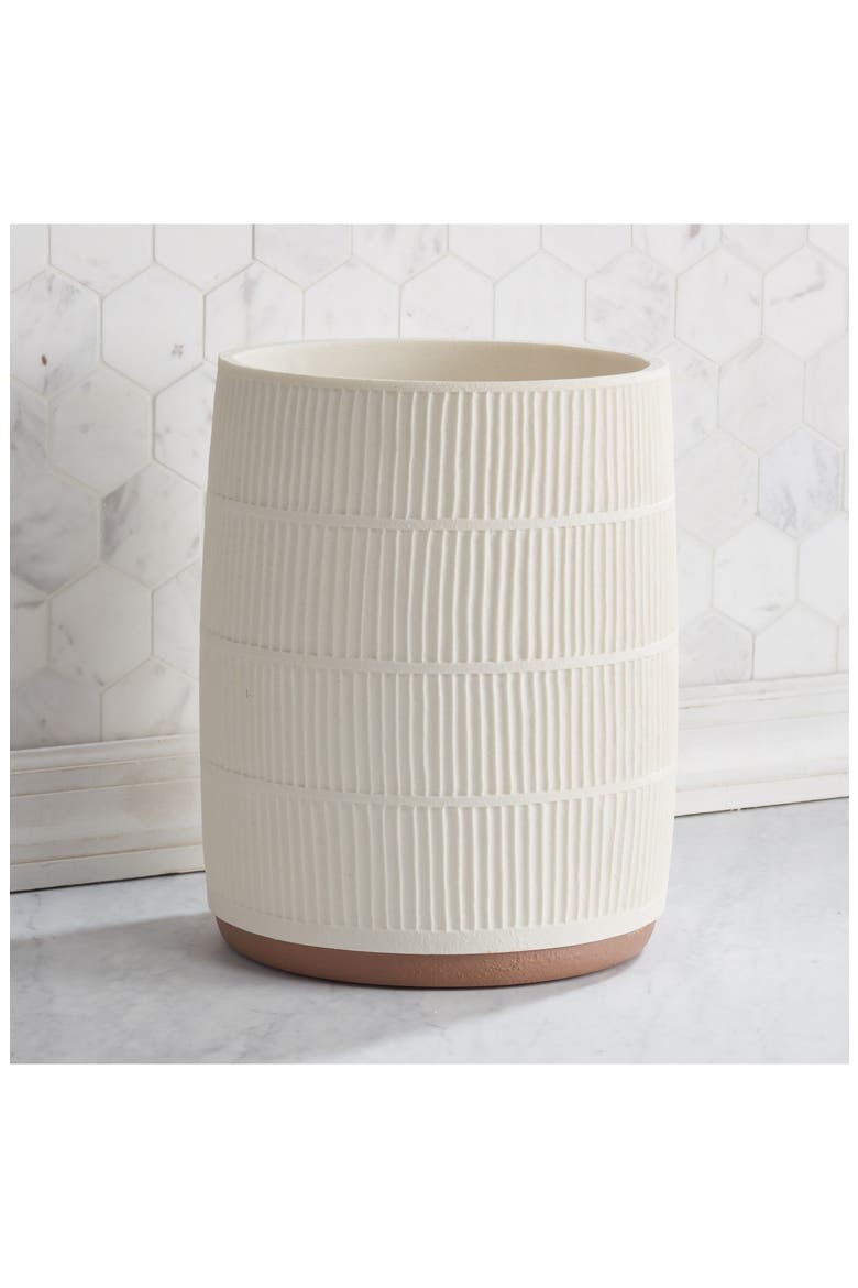 Textured Resin Wastebasket, Alternate, color, CREAM