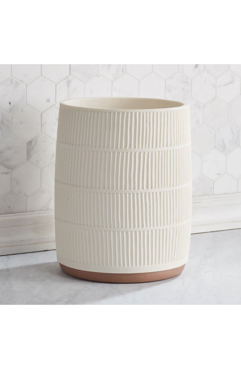 ROSELLI TRADING COMPANY Textured Resin Wastebasket, Alternate, color, Cream