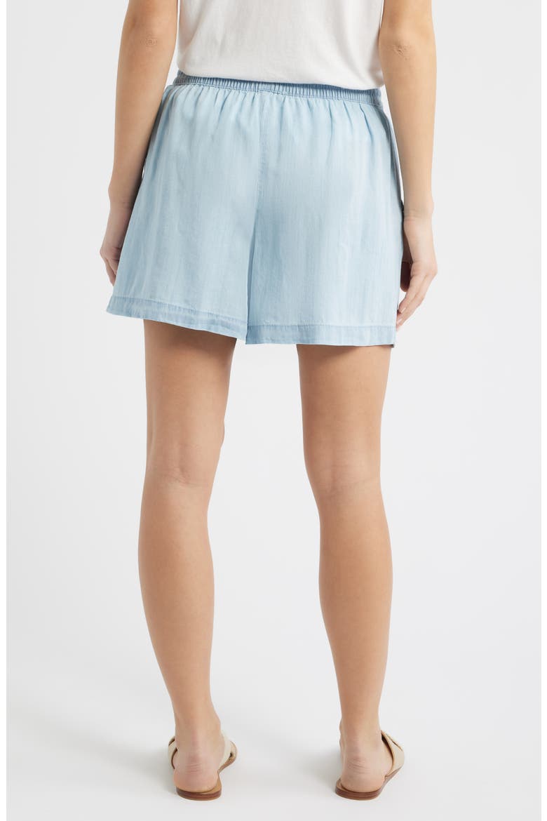 Toney Tie Waist Chambray Shorts, Alternate, color, BLEACH WASH