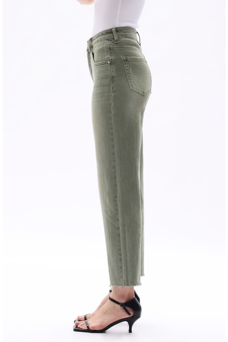 High Waist Raw Hem Wide Leg Jeans, Alternate, color, GREEN
